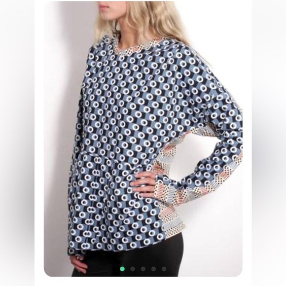 Marni for H&M 100% crisp cotton, geometric, tie, long sleeves blouse. Size 2 - Picture 7 of 17